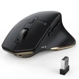 Produktbild: iClever Bluetooth Maus, Rechargeable Ergonomiche Maus Kabellose Mouse, Wiederaufladbarer Akku, Multi-Device, 800/1200 / 1600/2000 / 2400 DPI,7 Buttons for PC/Laptop/Tablet/MacBook, Schwarz