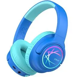 Produktbild: iClever Bluetooth kopfhörer Kinder mit LED-Leuchten, 74/85/94dB Lautstärkebegrenzung, 43 Stunden Spielzeit, Stereo-Sound, Typ-C, AUX-Kabel, Bluetooth5.3 Kinderkopfhörer für Tablet/Reisen