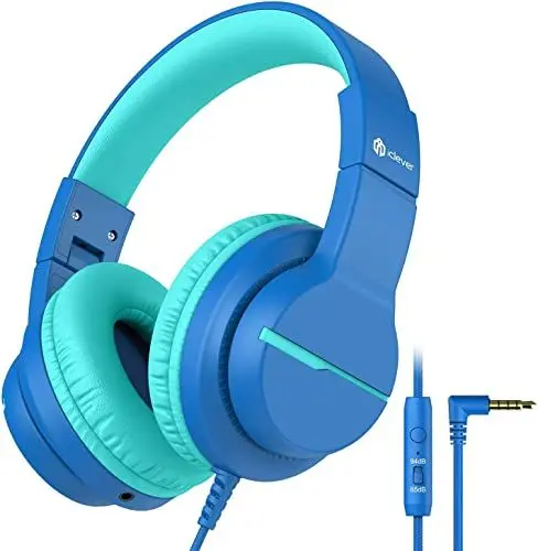 Produktbild: iClever HS19 Kinder kopfhörer über Ohr, HD Stereokopfhörer mit Mikrofon, Lautstärkenbegrenzer 85/94dB, Sharing-Funktion, Faltbarer Kopfhörer für Schule, Travel