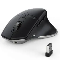 Produktbild: iClever Kabellose Bluetooth Maus, wiederaufladbare Bluetooth-Funkmaus, Ergonomische Maus kabellos für Laptop PC Computer, Mac OS,Android,Windows, Silber&Schwarz
