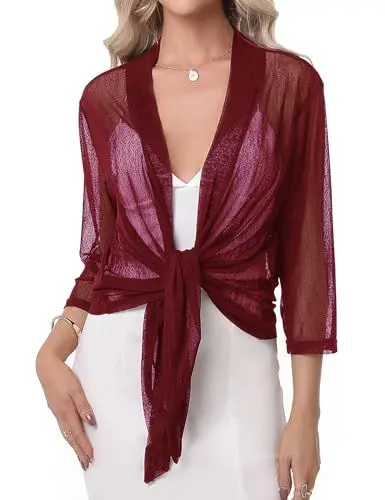 Produktbild: iClosam Bolero Damen Festlich 3/4 Ärmel Strickjacke Jacke Sommer Mode Leicht Elegant Kurze Schulterjacke Cardigan Shrug Casual Top