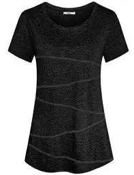 Produktbild: iClosam Damen Sportshirt Yoga Top Laufen Fitness Funktions Shirt (Schwarz, L)