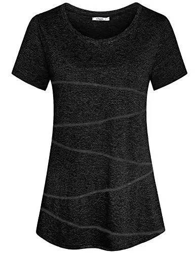 Produktbild: iClosam Damen Sportshirt Yoga Top Laufen Fitness Funktions Shirt (Schwarz, L)