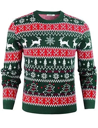 Produktbild: iClosam Herren Weihnachtspullover Strickpullover Langarm, Ugly Christmas Sweater Herren Weihnachtspulli, Lustige Strick Christmas Sweater, Pullover mit Rundhalsausschnitt
