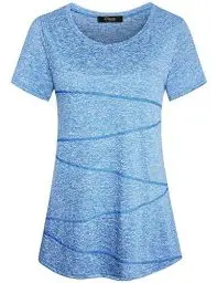 Produktbild: iClosam Sport Oberteile Damen Running Fitness Laufshirt Kleidung Yoga Top Funktionsshirt Atmungsaktiv Sportshirt Kurzarm