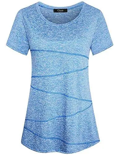 Produktbild: iClosam Damen Sportshirt Yoga Top Laufen Fitness Funktions Shirt,Hellblau,Gr.M