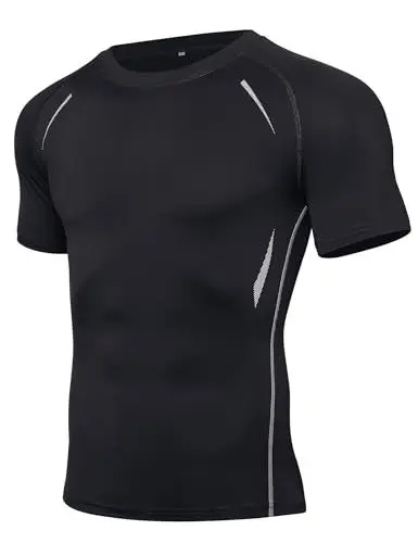 Produktbild: iClosam Sport Tshirts Herren Gym Shirt Atmungsaktiv Fitness Shirt Schnelltrocknend T-Shirts Kompressionsshirt Training Laufshirt Kurzarm