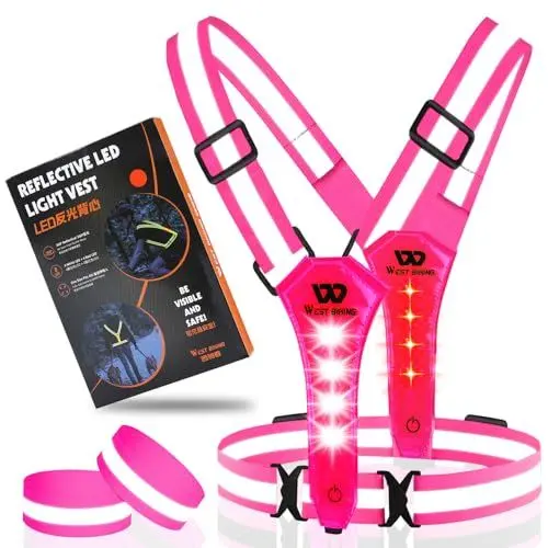 Produktbild: ICOCOPRO LED Warnweste Fahrrad Reflektorweste丨Laufweste Leuchtweste für Damen Herren Kinder丨USB Aufladbar Reflektierende Weste丨Lauflicht Joggen Reflektoren丨Sicherheitsweste