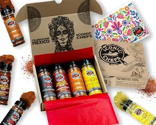 Produktbild: ICONIC CHEFS® Grillgewürze Geschenkset Chili & Limette – Grillgewürz 100% aus Mexiko – Grill Geschenke für Männer – BBQ Grill Gewürzset – Gewürze Geschenkset – BBQ Rub Gewürze Set Grill Zubehör