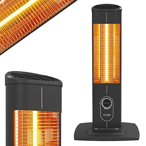 Produktbild: ICQN Stand Heizstrahler 1500 W, Infrarotheizung für Innen- & Außenbereich, Standheizstrahler, Standgerät, IP20