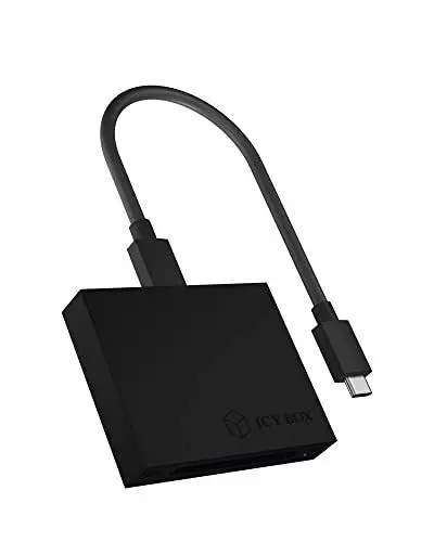 Produktbild: ICY 60515 BOX USB 3.1 CFast Card Reader, CFast 2.0, USB 3.1 Gen2 (10 Gbit/s), USB-C & USB-A, Aluminium, Schwarz