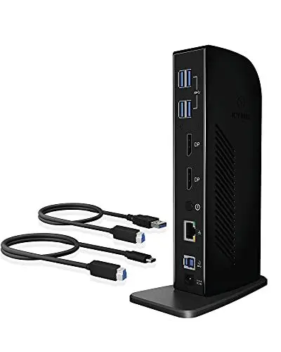 Produktbild: ICY BOX USB-C Docking Station (12-in-1) für 2 Monitore (2x DisplayPort), 4K 60Hz, 6x USB 3.0 HUB, DisplayLink, Gigabit Ethernet, IB-DK2242AC für Windows, M1/M2 MacBook Air / Pro