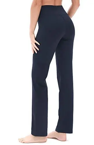 Produktbild: icyzone Damen Bootcut Yogahose Lange Sporthose Hohe Taille Flare Fitness Training Hosen (L, Navy)