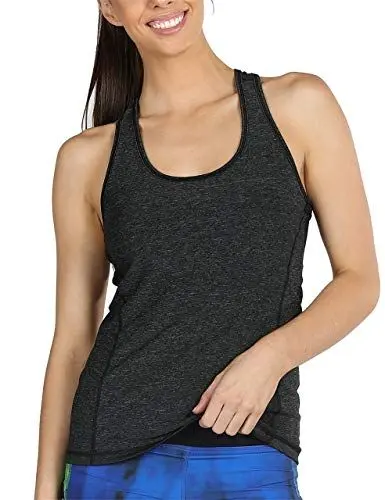 Produktbild: icyzone® Damen Funktions-Tanktop Sporttop Unterhemd Stretch fuer Yoga Fittness training Damen Tanktop Racerback ,Black Heather,S