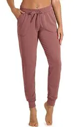 Produktbild: icyzone Damen Jogginghose Sporthose Lang Fitness Yoga Hose Freizeithose Trainingshose mit Taschen (XXL, Dusty Pink)
