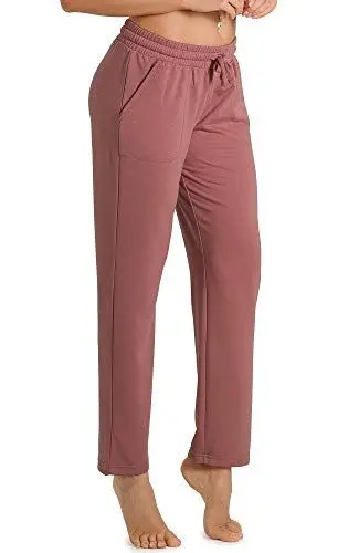 Produktbild: icyzone Damen Jogginghose Sweathose Lang Sporthose Freizeithose geradem Bein Hose mit Tunnelzug (L, Rauchiges Rosa)