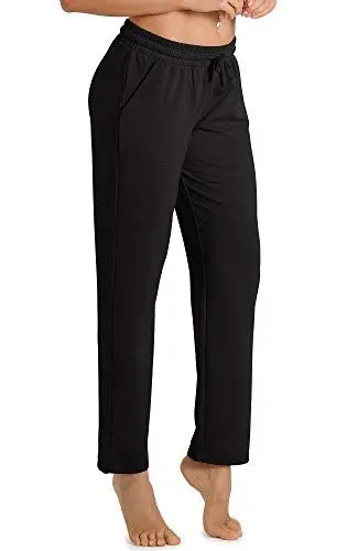 Produktbild: icyzone Damen Jogginghose Sweathose Lang Sporthose Freizeithose geradem Bein Hose mit Tunnelzug (L, Schwarz)