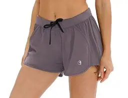 Produktbild: icyzone Damen Laufshorts Sport Hose Kurze Yoga Fitness Gym Shorts (L, Rauchiges Violett)