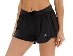 Produktbild: icyzone Damen Laufshorts Sport Hose Kurze Yoga Fitness Gym Shorts (S, Schwarz)