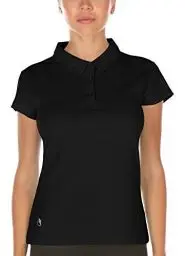 Produktbild: icyzone Damen Poloshirt Kurzarm Golf Polohemd Atmungsaktiv Sport Tennis T-Shirt (L, Schwarz)