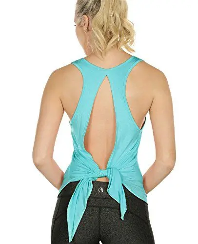Produktbild: icyzone Damen Rückenfrei Yoga Tank Tops Ärmellos Sport Fitness Shirts (S, Blue)