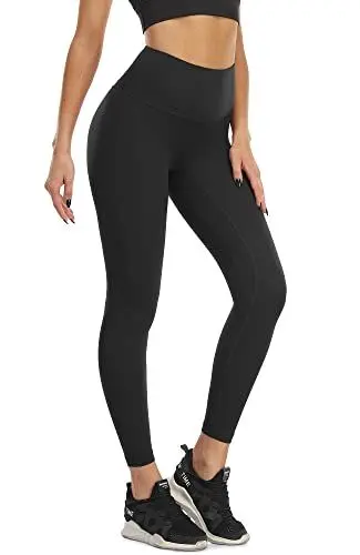 Produktbild: icyzone Damen Sport Leggings Blickdicht 7/8 Sporthose High Waist Yoga Hose Fitness Leggins (M, Black-A)