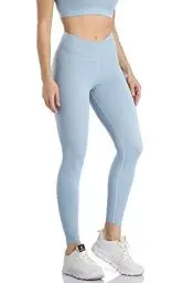 Produktbild: icyzone Damen Sport Leggings Hohe Taille Yoga Sport Hose, 7/8 Fitness Gym Leggins (S, Airy Blue)