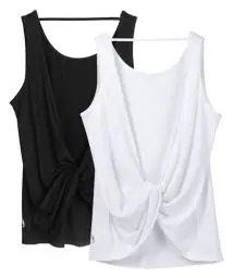 Produktbild: icyzone Damen Sport Tank Top Rückenfrei, Fitness Yoga Shirt Ärmellose Gym Sport Oberteil, 2er Pack (S, Black*/White*)