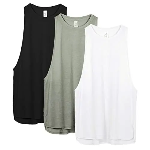 Produktbild: icyzone Damen Sport Top Locker - Atmungsaktive Fitness Shirt Muscle Tank Top Sport Oberteile, 3er Pack (M, Black/White/Grey)