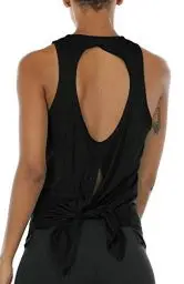 Produktbild: icyzone Damen Sport Top Yoga Fitness Shirt Rückenfrei Oberteil Atmungsaktive Laufshirt (M, Black)