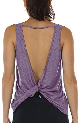 Produktbild: icyzone Damen Sport Tops Rückenfrei - Ärmellose Yoga Gym Oberteil Shirt Fitness Tank Top (M, Lavender)