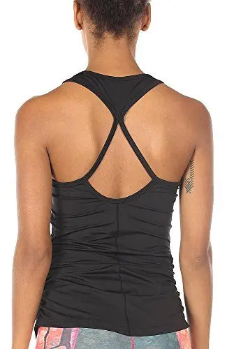 Produktbild: icyzone Damen Sport Yoga Tank Top - Fitness Gym Ärmelloses Shirt Trainings Top (L, Black)