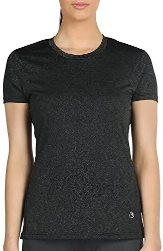 Produktbild: icyzone Sport T-Shirt Damen Kurzarm Laufshirt - Atmungsaktive Fitness Gym Shirt Schnell Trockened Funktionsshirt (M, Schwarz)