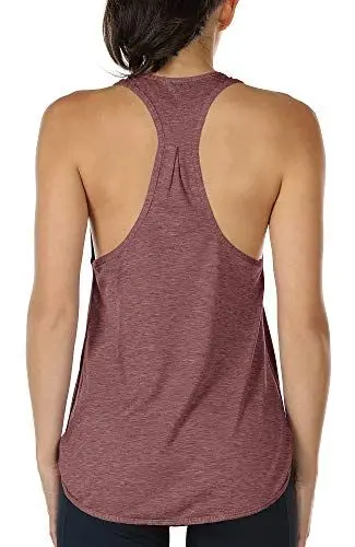 Produktbild: icyzone Yoga Sport Tank Top Damen Racerback Lauftop Fitness Running Shirt Oberteile (L, Burgundy)