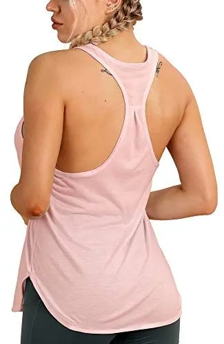 Produktbild: icyzone Yoga Sport Tank Top Damen Racerback Lauftop Fitness Running Shirt Oberteile (L, Pale Blush)