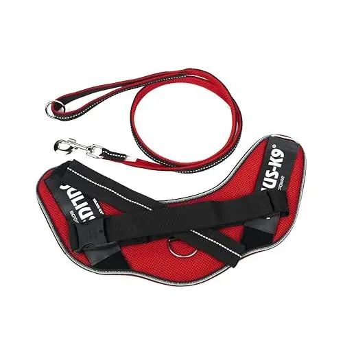 Produktbild: IDC Powair Bundle - IDC Powair Hundegeschirr, Größe: XL/2, Rot + IDC Powairleine, Größe: 1,2 m mit Schlaufe und mit großen Karabiner, Rot