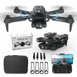 Produktbild: IDEA12 Drohne mit Einstellbarer Kamera 1080P mit Optische Flusspositionierung für Anfänger und Erwachsene, FPV RC Drone Quadcopter mit 360° Aktive Hindernisvermeidung, Doppelkameras, 2 Batterien