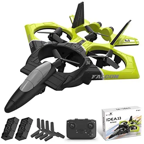 Produktbild: IDEA13 RC Flugzeug, 2.4G Hz Ferngesteuertes Flugzeug Stunt Fighter, 360° Flip Headless Modus, Drohne mit Lichtern, Geeignet für Anfänger, RC Drohnen Quadcopter, 2 Akkus