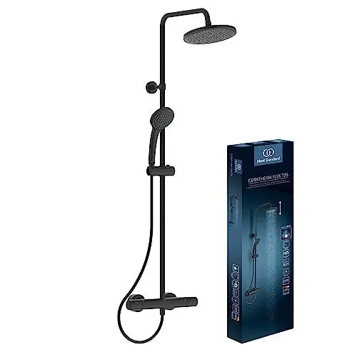 Produktbild: Ideal Standard – Ceratherm T25 Duschsystem mit Brausethermostat, Wasser- & Energiesparend, CoolBody Technologie, Silk Black
