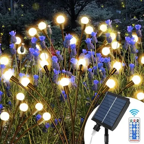 Produktbild: Idealife Solar Lichterkette Aussen, 4 Stück Solar-Gartenleuchten mit 32 LED, Solar Glühwürmchen Licht IP44 Wasserdicht,Twinkly Lichterkette,Solar Weihnachtsbeleuchtung Außen,Gartendeko Für Weg/Balkon