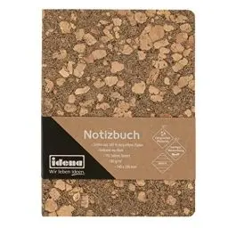 Produktbild: Idena 12252 - Notizbuch 20 x 14 cm, liniert, 192 Seiten, aus 100 % recyceltem Papier, Einband aus Kork, 80 g/m², 1 Stück