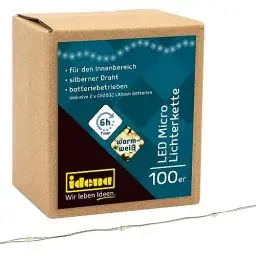 Produktbild: Idena 30185 - LED Micro Lichterkette mit 100 LED in warmweiß, mit 6 Stunden Timer Funktion, batteriebetrieben, ca. 10,2 m lang, für Partys, Weihnachten, Deko, Hochzeit, als Stimmungslicht