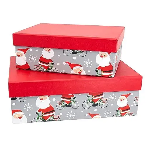 Produktbild: Idena 30349 - Geschenkboxen Weihnachtsmann auf Fahrrad, 2 Stück, Geschenkschachteln, Geschenkverpackung Weihnachten
