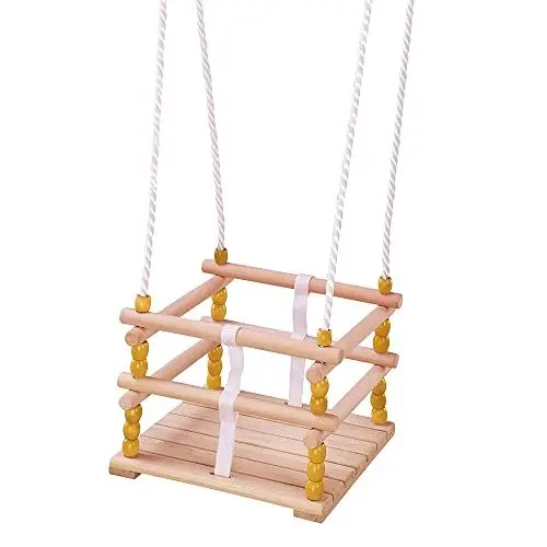 Produktbild: Idena 40192 - Gitterschaukel aus Holz, für Babys ab 1 Jahr, mit verstellbaren Halteseilen und Stahlringen, Tragkraft bis 50 kg, für unbeschwerten Schaukelspaß