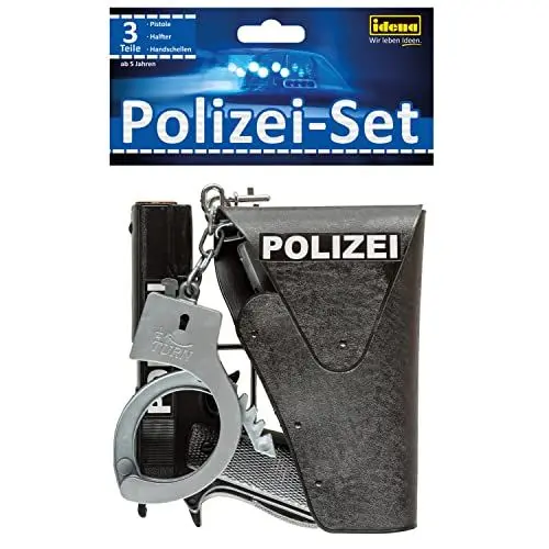 Produktbild: Idena 8040007 - Polizei Set, Pistole, Halfter und Handschellen, Spielset, Mottoparty, Karneval