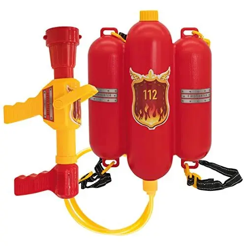 Produktbild: Idena 8040009 - Feuerwehr Wasserspritze, Größe ca. 40 cm, mit verstellbarer Düse, Wassertank und Schultergurt, Wasserschlacht, Sommer, Gartenparty, Wasserspritzpistole, Wasserkanone, Wasserpistole