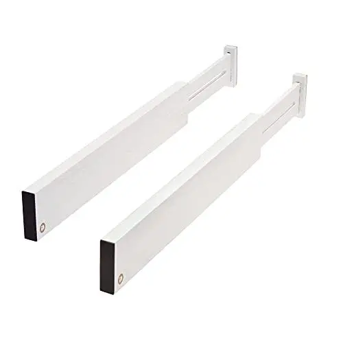 Produktbild: iDesign 2er Set Schubladen Trennsystem für die Küche, größenverstellbarer Schubladen Einsatz aus Paulownia-Holz, Schubladen Organizer für Besteck und Küchenutensilien, weiß, 95296, Schubladentrenner