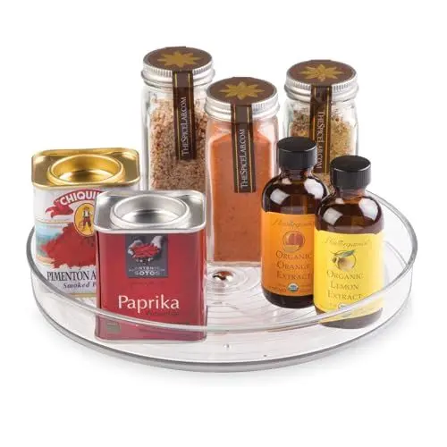 Produktbild: iDesign 58630 Küchen Organizer, kleiner Drehteller aus BPA-freiem Kunststoff für den Vorratsschrank,,drehbarer Gewürzhalter für für Vorratsdosen und Gewürze, durchsichtig, 23 cm