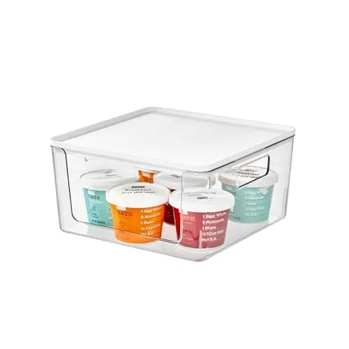 Produktbild: iDesign Aufbewahrungsbox, Vorratsbehälter by Rosanna Pansino, Plastikbox aus recyceltem Kunststoff mit Frontöffnung und Deckel, durchsichtig und weiß