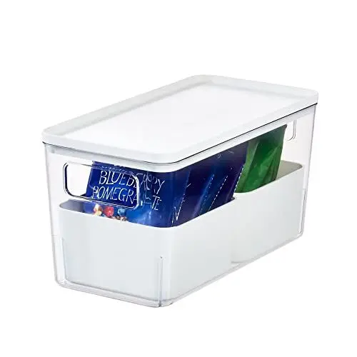 Produktbild: iDesign Aufbewahrungsbox mit 2 Trennboxen, Vorratsbehälter by Rosanna Pansino, Plastikbox aus recyceltem Kunststoff mit Griffen und Deckel, weiß